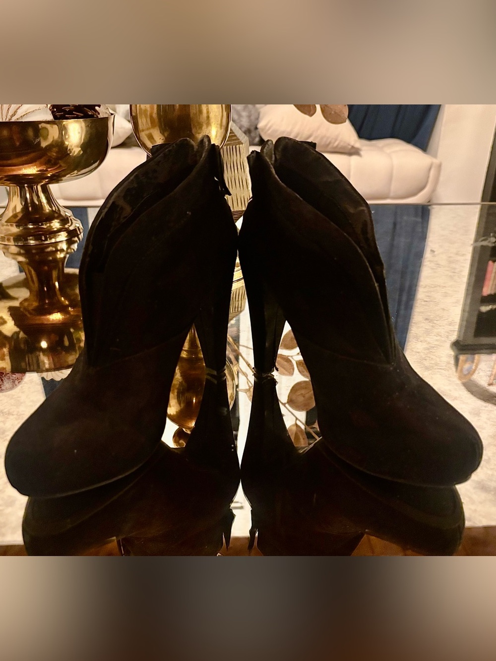 Guess Black Suede High Heel Ankle Booties